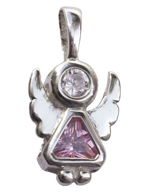 Anhänger "Engel" mit rundem und dreieckigem Zirkon Silber 925