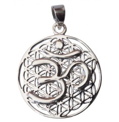 Anhänger -  Blume des Lebens mit Om- 925 Silber 8,5g