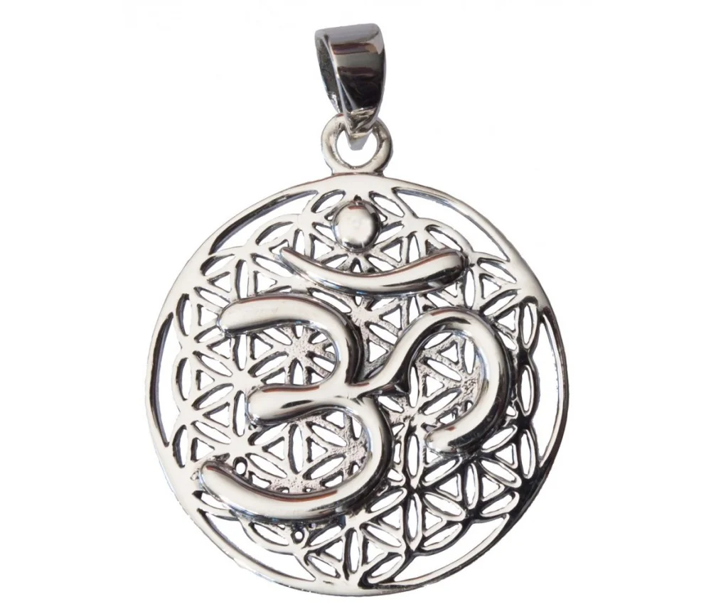 Anhänger - Blume des Lebens mit Om- 925 Silber 8,5g