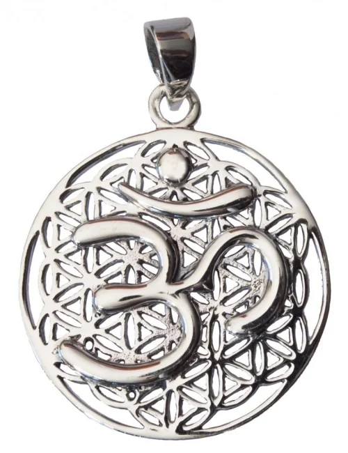 Anhänger "Blume des Lebens mit Om" Silber 925 8