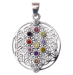 Anhänger -  Blume des Lebens mit Lebensbaum- 12 Zirkonen