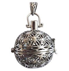 Anhänger Kugel-Blume des Lebens-zum befüllen,mit VerschlussØ3cm 925 Silber 11,3g