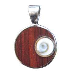 Anhänger -  Shivas Auge- mit Holzintarsien rund