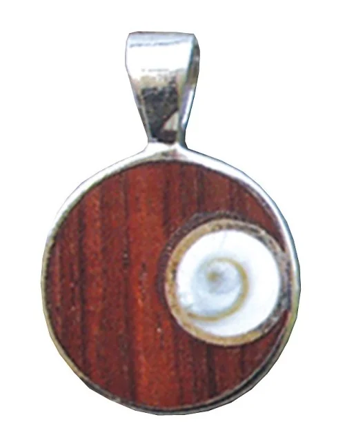 Anhänger "Shivas Auge" mit Holzintarsien rund