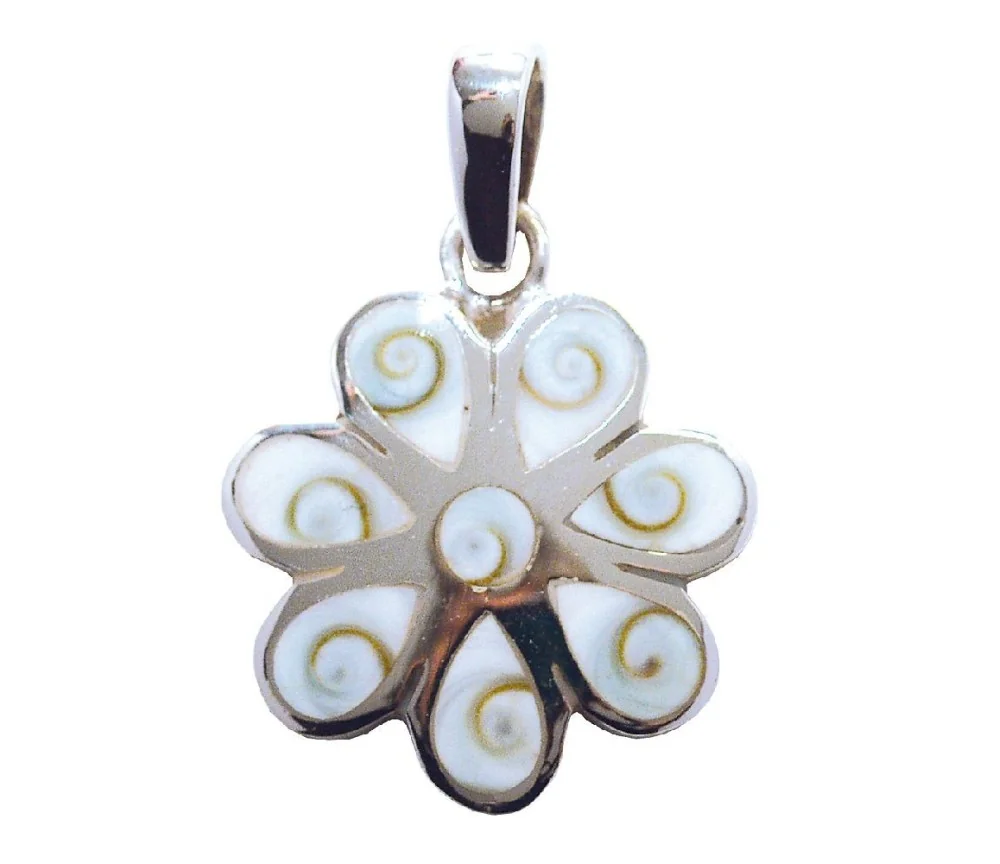 Anhänger - Shivas Auge Blume- 2cm 925 Silber