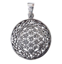 Anhänger -  Blume des Lebens- mit Endlosknoten 925 Silber 5,3g 2,5cm