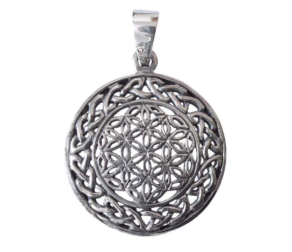 Anhänger - Blume des Lebens- mit Endlosknoten 925 Silber 5,3g 2,5cm