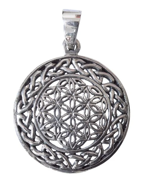 Anhänger "Blume des Lebens" mit Endlosknoten Silber 925 5