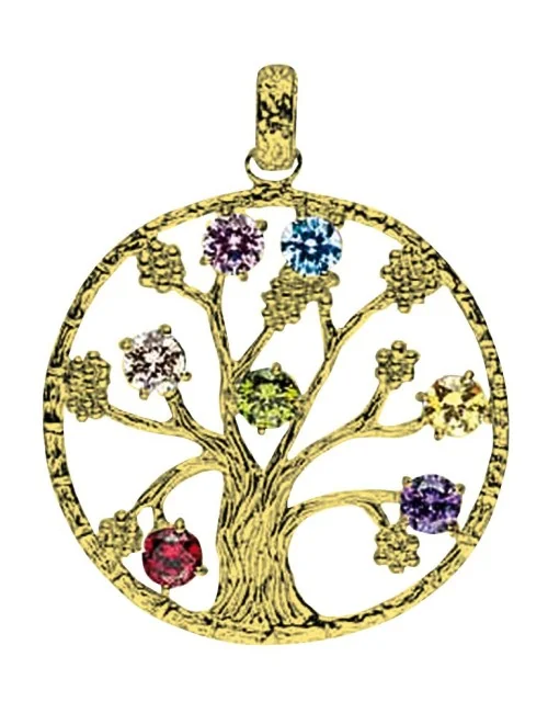 Anhänger "Baum des Lebens" mit 7 Zirkonia Messing 5