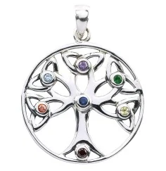 Anhänger - Baum des Lebens- mit 7 Zirkonia 925 Silber 4,7g 2,5cm