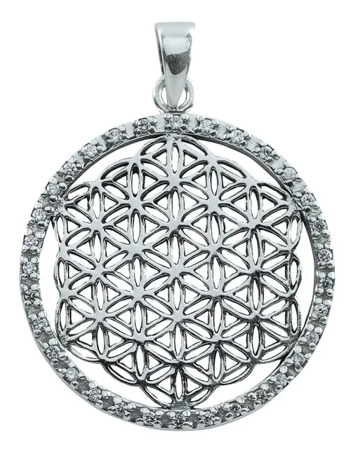 Anhänger "Blume des Lebens" mit 32 Zirkonia Silber 925 4