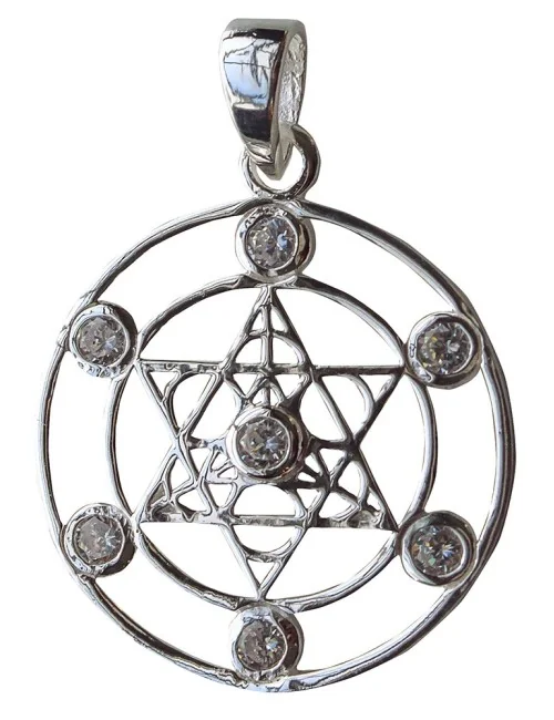 Anhänger "Merkabah mit 7 Zirkonia" Silber 925 3cm