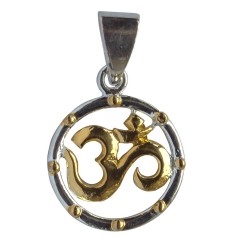 Anhänger -  Om Circle- 925 Silber vergoldet 1,5cm, 1,5g.