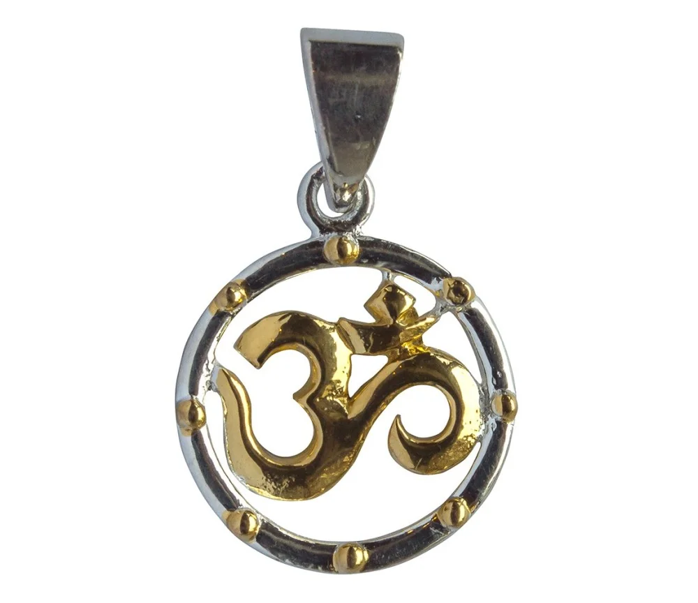 Anhänger - Om Circle- 925 Silber vergoldet 1,5cm, 1,5g.