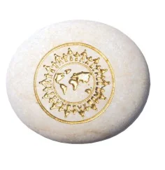 Flußstein "World in Union" Stein graviert gold bemalt