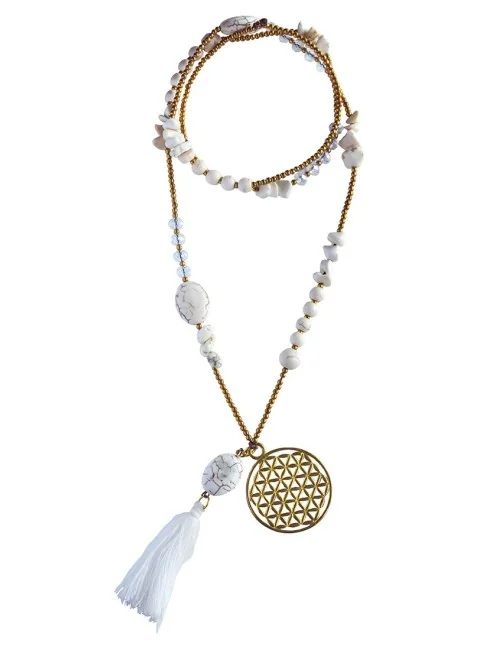 Halskette "Blume des Lebens" Howlith-