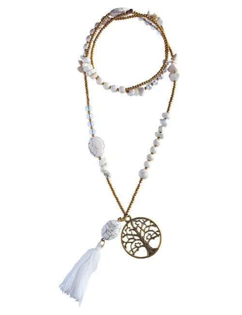 Halskette "Baum des Lebens" Howlith-