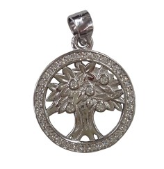 Anhänger "Lebensbaum" mit Zirkonia Silber 925 2,2g 1,8cm