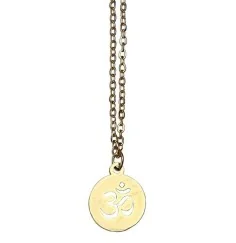Halskette "Om" Edelstahl Kette goldfarben 40cm, Anhänger 1,5cm