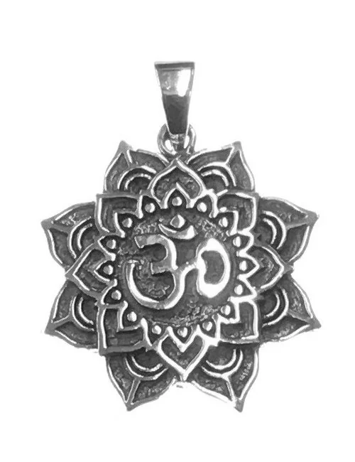 Anhänger "Om im Lotus" 3cm Silber 925 7