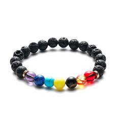 Armband Lavasteine, Chakra Edelsteine 6cm flexibel