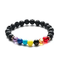 Armband Lavasteine, Chakra Edelsteine 6cm flexibel