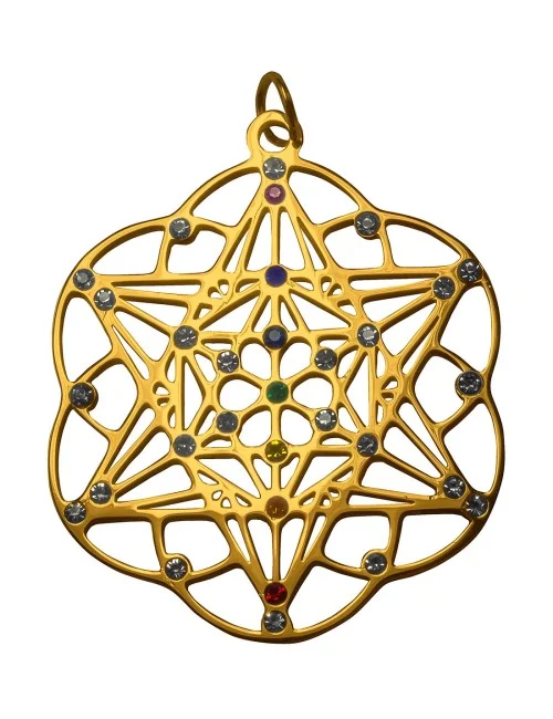 Anhänger "Tetrastern" mit 31 Zirkonia aus Edelstahl vergoldet