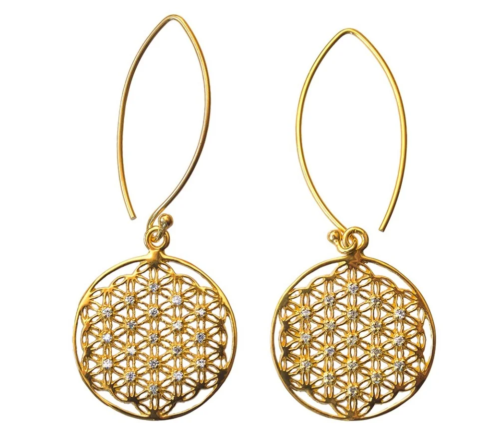 Ohrhänger "Blume des Lebens" Silber 925 vergoldet 2,0cm, 4,6g.