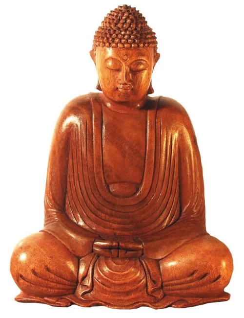 Gautama Buddha im Lotossitz Holz braun 25cm