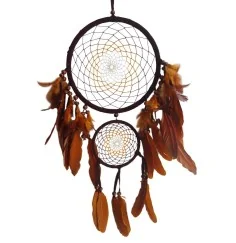 Traumfänger "Multicoloured" Leder braun, mit 1TF 22cm und 1TF 12cm, 22x60cm