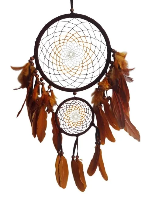 Traumfänger "Multicoloured" Leder braun