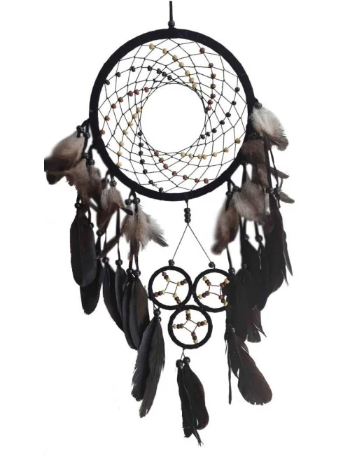 Traumfänger "Cosmic Swirl" Leder schwarz