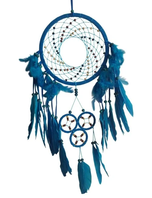 Traumfänger "Cosmic Swirl" Leder türkis