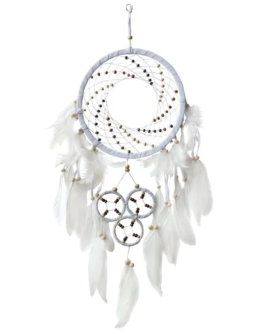 Traumfänger "Cosmic Swirl" Leder weiss