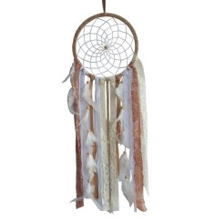 Traumfänger "Brocade" Leder 22cm mit Synthetic und Brokatfäden, 22x80cm