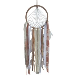 Traumfänger "Diamond" Leder 22cm mit Synthetic und Brokatfäden, 22x80cm