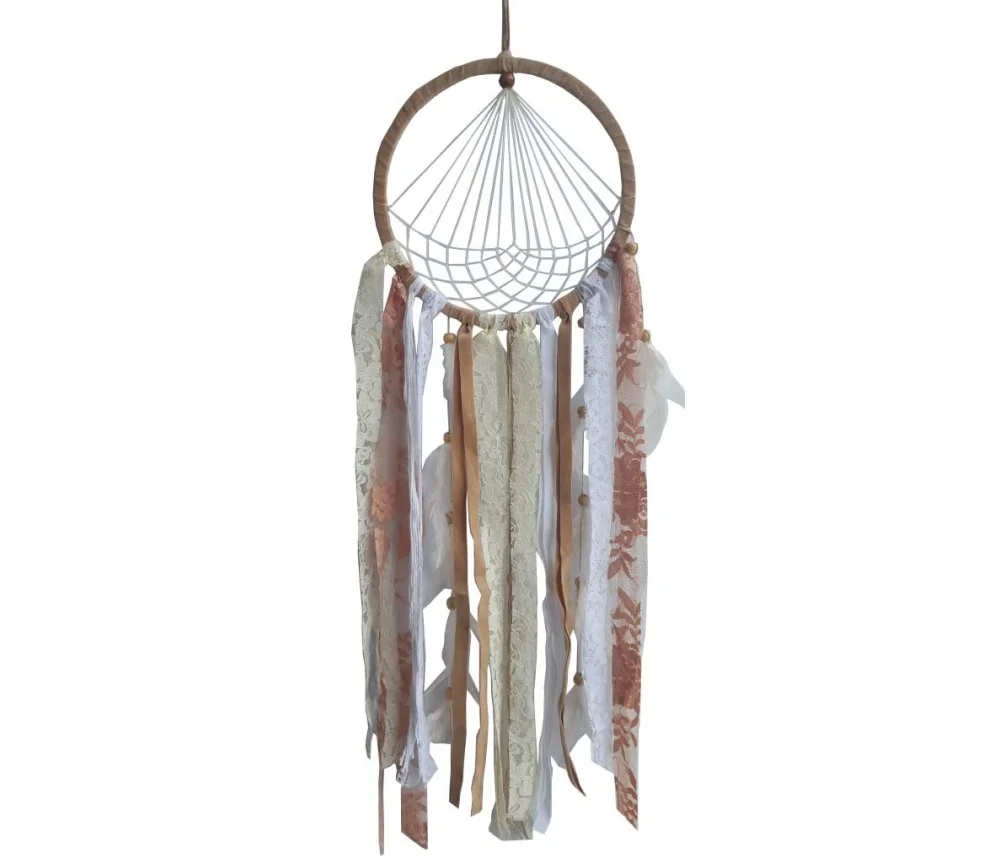 Traumfänger "Diamond" Leder 22cm mit Synthetic und Brokatfäden, 22x80cm