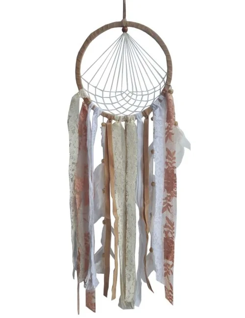 Traumfänger "Diamond" Leder 22cm mit Synthetic und Brokatfäden