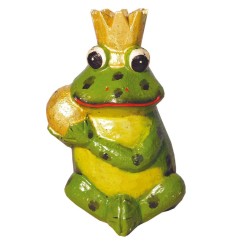 "Frosch mit Goldkugel" Holz grün 6x11cm