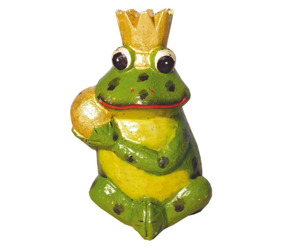 "Frosch mit Goldkugel" Holz grün 6x11cm