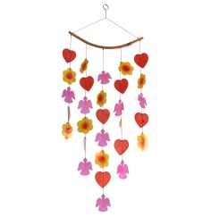 Muschelmobile "Blume-Engel" rot-orange 24x50cm