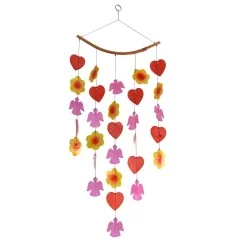 Muschelmobile "Blume-Engel" rot-orange 24x50cm