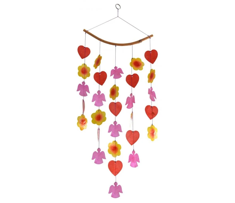 Muschelmobile "Blume-Engel" rot-orange 24x50cm