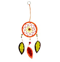 Traumfänger mit Flanellfedern orange 23cm