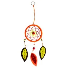 Traumfänger mit Flanellfedern orange 23cm