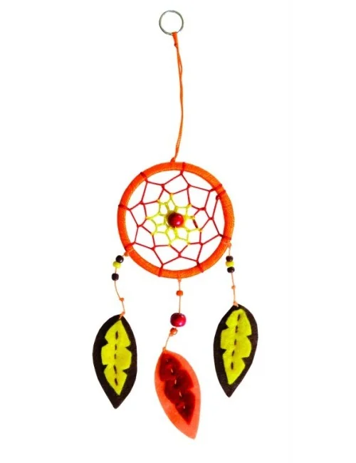 Traumfänger mit Flanellfedern orange 23cm