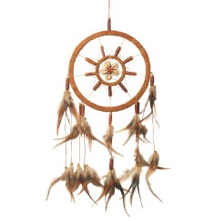 Traumfänger Mandella mit Röhrenknochen Leder 18cm