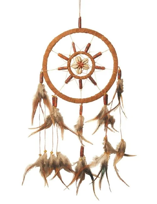 Traumfänger Mandella mit Röhrenknochen Leder 18cm