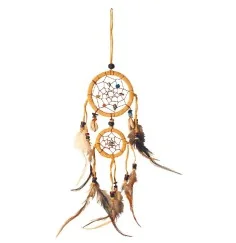 Traumfänger mit Edelsteinen und Kaurimuscheln Leder 20cm