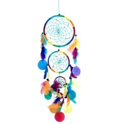 Traumfänger Mobile mit 3 TF und Capiz Muscheln regenbogen Nylon 18x65cm